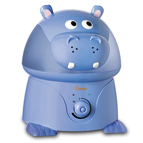Crane Adorables Ultrasonic Cool Mist Humidifier, Filter Free, 1 Gallon, 500 Sq Ft Coverage, Whisper Quite, Air Humidifier for Plants Home Bedroom Baby Nursery and Office, Hippo