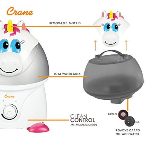 Crane Unicorn USA Cool Mist Humidifier for Kids, 1 Gallon