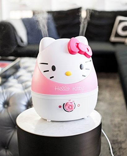 Crane Adorables Ultrasonic Cool Mist Humidifier, Filter Free, 1 Gallon, 500 Sq Ft Coverage, Whisper Quite, Air Humidifier for Plants Home Bedroom Baby Nursery and Office, Hello Kitty