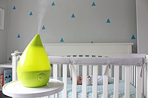 Crane Drop Ultrasonic Cool Mist Air Humidifier for Plants Home Bedroom Baby Nursery and Office, Filter Free, 500 Sq Ft Coverage, Green, 1 Gallon