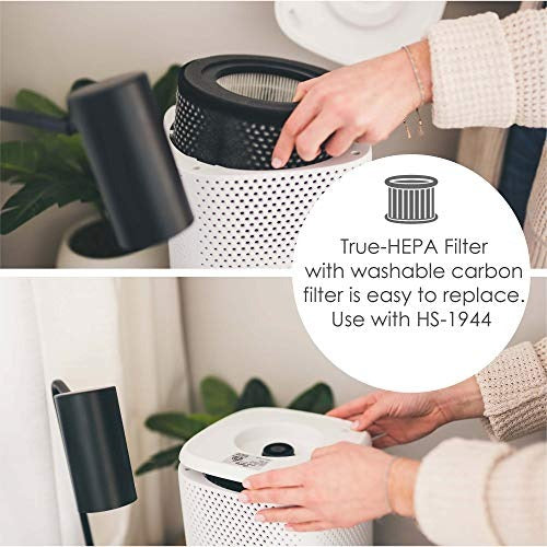 Crane Air Purifier with True HEPA Filter, Germicidal UV Light, 250 Sq Feet Coverage, Timer Function, Sleep Mode, Washable Particle Filter, EE-5067