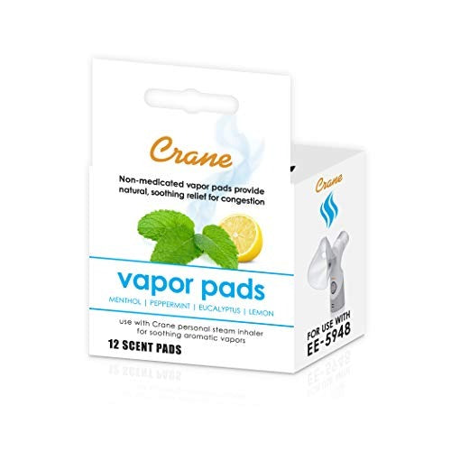 Crane Vapor Pads for EE-5948 Cordless Personal Steam Inhaler, 12 pack, White