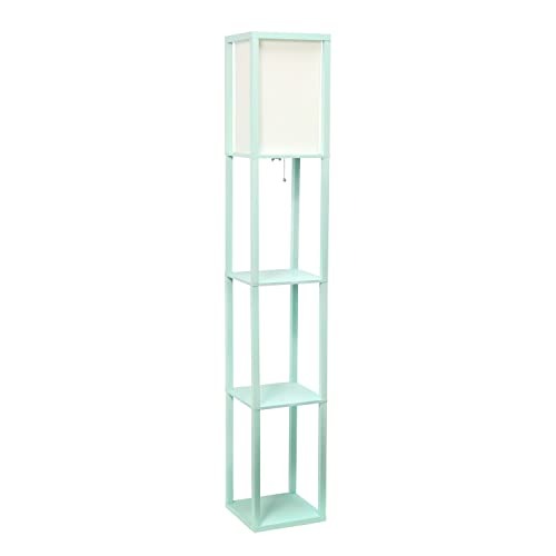 Lalia Home Column Shelf Floor Lamp with Linen Shade,Aqua