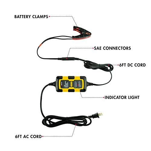 Wagan EL7402 12V 1.5A Intelligent Battery Charger, Battery Maintainer, Fully-Automatic Smart Charger