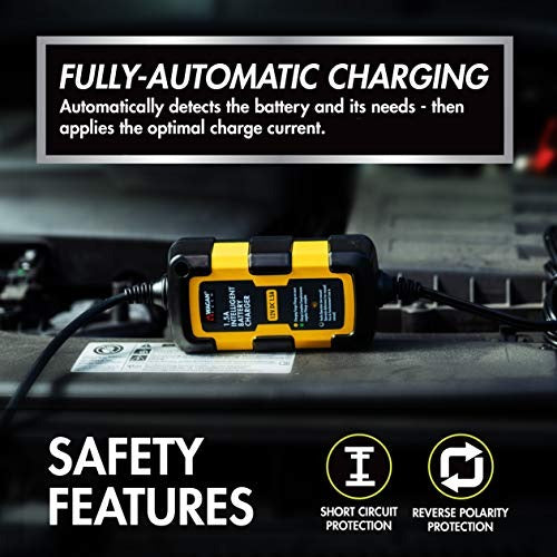 Wagan EL7402 12V 1.5A Intelligent Battery Charger, Battery Maintainer, Fully-Automatic Smart Charger