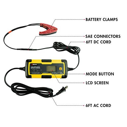 Wagan 7403 6V and 12V 4.0A Intelligent Battery Charger, Battery Maintainer, Fully-Automatic Smart Charger