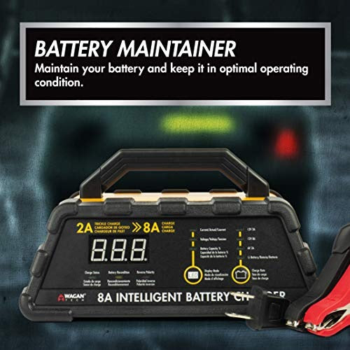 Wagan EL7406 8A Intelligent Battery Charger 6V and 12V Battery Maintainer Fully Automatic Smart Charger