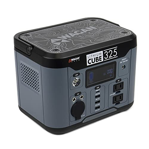 Wagan EL8832 Lithium Cube 325 Portable Power Station 324Wh Backup Lithium Battery, 120V 300W Pure Sine Wave AC Outlet, 12V DC Outlet, USB Outlet, Solar Generator (Solar Panel Not Included)