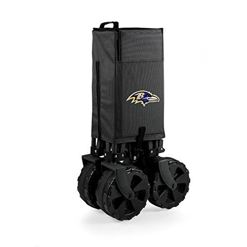 NFL Baltimore Ravens Adventure Wagon Elite All-Terrain Folding Beach Wagon with Big Wheels plus Table Top Lid & Soft Cooler Liner - Sport Utility Wagon - Garden Wagon Collapsible - Cooler Wagon Cart