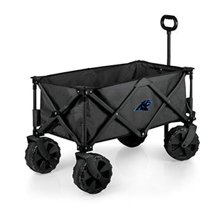 NFL Carolina Panthers Adventure Wagon Elite All-Terrain Folding Beach Wagon with Big Wheels plus Table Top Lid & Soft Cooler Liner - Sport Utility Wagon - Garden Wagon Collapsible - Cooler Wagon Cart