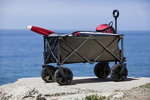 NFL New Orleans Saints Adventure Wagon Elite All-Terrain Folding Beach Wagon with Big Wheels plus Table Top Lid & Soft Cooler Liner - Sport Utility Wagon - Garden Wagon Collapsible - Cooler Wagon Cart