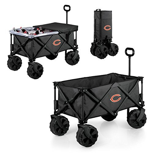NFL Chicago Bears Adventure Wagon Elite All-Terrain Folding Beach Wagon with Big Wheels plus Table Top Lid & Soft Cooler Liner - Sport Utility Wagon - Garden Wagon Collapsible - Cooler Wagon Cart