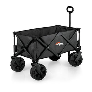 NFL Denver Broncos Adventure Wagon Elite All-Terrain Folding Beach Wagon with Big Wheels plus Table Top Lid & Soft Cooler Liner - Sport Utility Wagon - Garden Wagon Collapsible - Cooler Wagon Cart