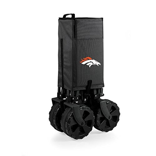 NFL Denver Broncos Adventure Wagon Elite All-Terrain Folding Beach Wagon with Big Wheels plus Table Top Lid & Soft Cooler Liner - Sport Utility Wagon - Garden Wagon Collapsible - Cooler Wagon Cart