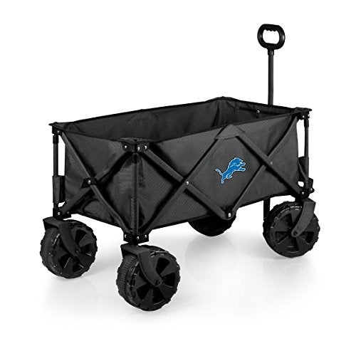 NFL Detroit Lions Adventure Wagon Elite All-Terrain Folding Beach Wagon with Big Wheels plus Table Top Lid & Soft Cooler Liner - Sport Utility Wagon - Garden Wagon Collapsible - Cooler Wagon Cart