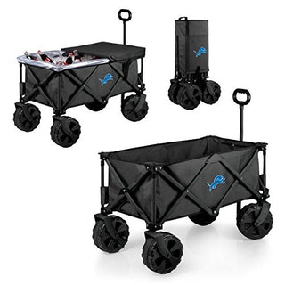 NFL Detroit Lions Adventure Wagon Elite All-Terrain Folding Beach Wagon with Big Wheels plus Table Top Lid & Soft Cooler Liner - Sport Utility Wagon - Garden Wagon Collapsible - Cooler Wagon Cart