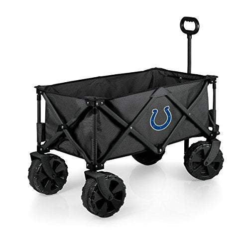 NFL Indianapolis Colts Adventure Wagon Elite All-Terrain Folding Beach Wagon with Big Wheels plus Table Top Lid & Soft Cooler Liner - Sport Utility Wagon - Garden Wagon Collapsible - Cooler Wagon Cart