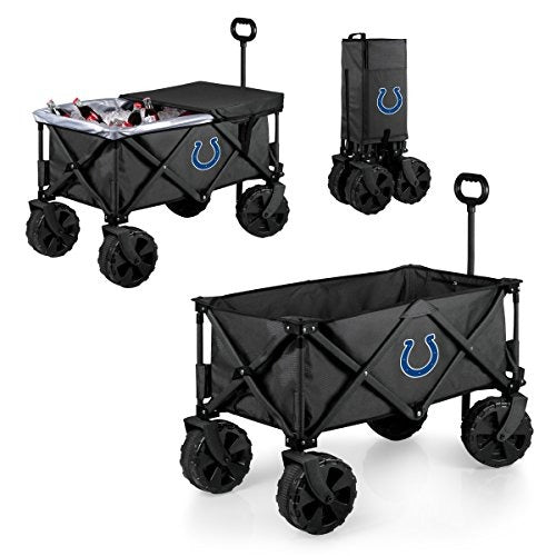 NFL Indianapolis Colts Adventure Wagon Elite All-Terrain Folding Beach Wagon with Big Wheels plus Table Top Lid & Soft Cooler Liner - Sport Utility Wagon - Garden Wagon Collapsible - Cooler Wagon Cart