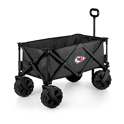 NFL Kansas City Chiefs Adventure Wagon Elite All-Terrain Folding Beach Wagon with Big Wheels plus Table Top Lid & Soft Cooler Liner - Sport Utility Wagon - Garden Wagon Collapsible - Cooler Wagon Cart