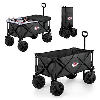 NFL Kansas City Chiefs Adventure Wagon Elite All-Terrain Folding Beach Wagon with Big Wheels plus Table Top Lid & Soft Cooler Liner - Sport Utility Wagon - Garden Wagon Collapsible - Cooler Wagon Cart