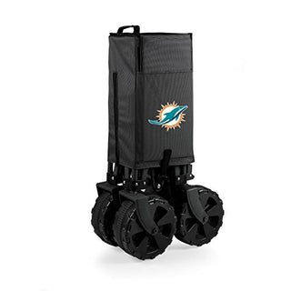 NFL Miami Dolphins Adventure Wagon Elite All-Terrain Folding Beach Wagon with Big Wheels plus Table Top Lid & Soft Cooler Liner - Sport Utility Wagon - Garden Wagon Collapsible - Cooler Wagon Cart