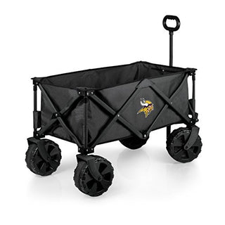 NFL Minnesota Vikings Adventure Wagon Elite All-Terrain Folding Beach Wagon with Big Wheels plus Table Top Lid & Soft Cooler Liner - Sport Utility Wagon - Garden Wagon Collapsible - Cooler Wagon Cart