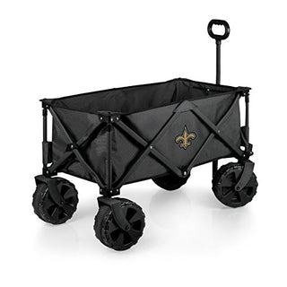 NFL New Orleans Saints Adventure Wagon Elite All-Terrain Folding Beach Wagon with Big Wheels plus Table Top Lid & Soft Cooler Liner - Sport Utility Wagon - Garden Wagon Collapsible - Cooler Wagon Cart