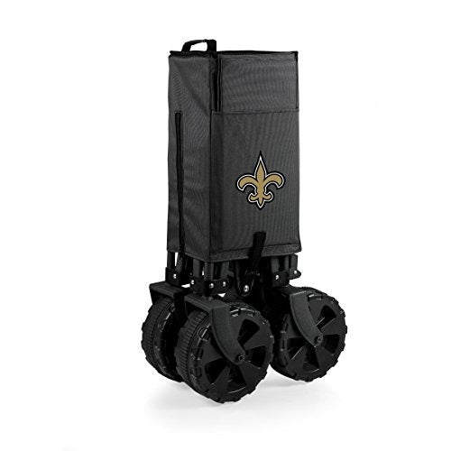 NFL New Orleans Saints Adventure Wagon Elite All-Terrain Folding Beach Wagon with Big Wheels plus Table Top Lid & Soft Cooler Liner - Sport Utility Wagon - Garden Wagon Collapsible - Cooler Wagon Cart