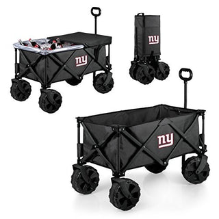 NFL New York Giants Adventure Wagon Elite All-Terrain Folding Beach Wagon with Big Wheels plus Table Top Lid & Soft Cooler Liner - Sport Utility Wagon - Garden Wagon Collapsible - Cooler Wagon Cart