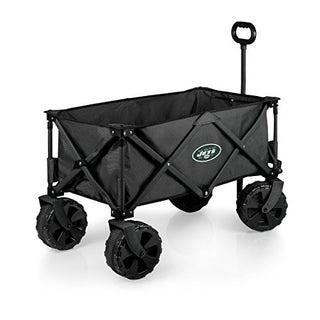 NFL New York Jets Adventure Wagon Elite All-Terrain Folding Beach Wagon with Big Wheels plus Table Top Lid & Soft Cooler Liner - Sport Utility Wagon - Garden Wagon Collapsible - Cooler Wagon Cart