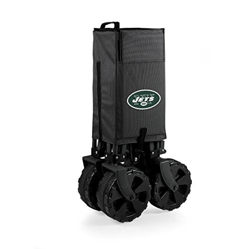 NFL New York Jets Adventure Wagon Elite All-Terrain Folding Beach Wagon with Big Wheels plus Table Top Lid & Soft Cooler Liner - Sport Utility Wagon - Garden Wagon Collapsible - Cooler Wagon Cart