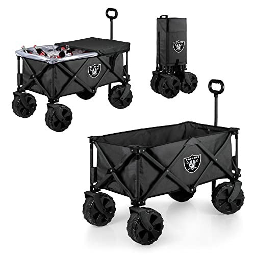 PICNIC TIME Charcoal Las Vegas Raiders Adventure Wagon Elite All-Terrain Folding Utility Wagon