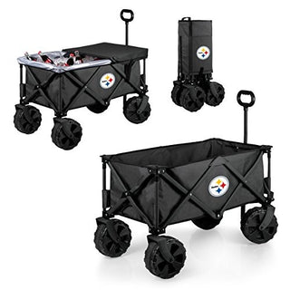 PICNIC TIME NFL Pittsburgh Steelers Elite Edition Collapsible Adventure Wagon with All-Terrain Wheels