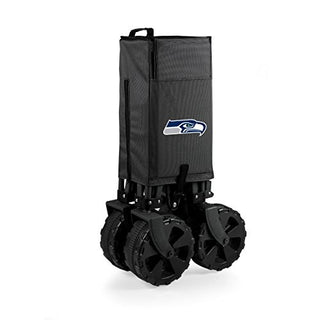 NFL Seattle Seahawks Adventure Wagon Elite All-Terrain Folding Beach Wagon with Big Wheels plus Table Top Lid & Soft Cooler Liner - Sport Utility Wagon - Garden Wagon Collapsible - Cooler Wagon Cart