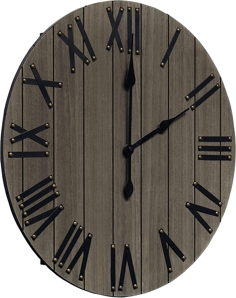 HomePlace  Handsome 21" Rustic Farmhouse Wood Wall Clock, Rustic Gray