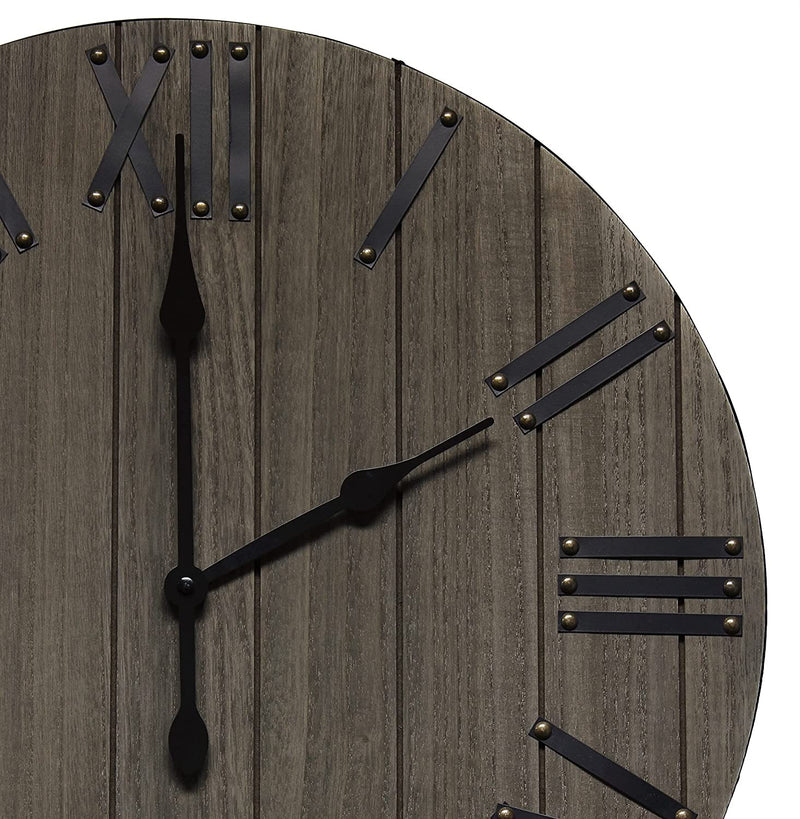 HomePlace  Handsome 21" Rustic Farmhouse Wood Wall Clock, Rustic Gray