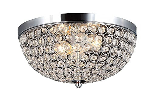 Home Outfitters Crystal Glam 2 Light Ceiling Flush Mount, Chrome