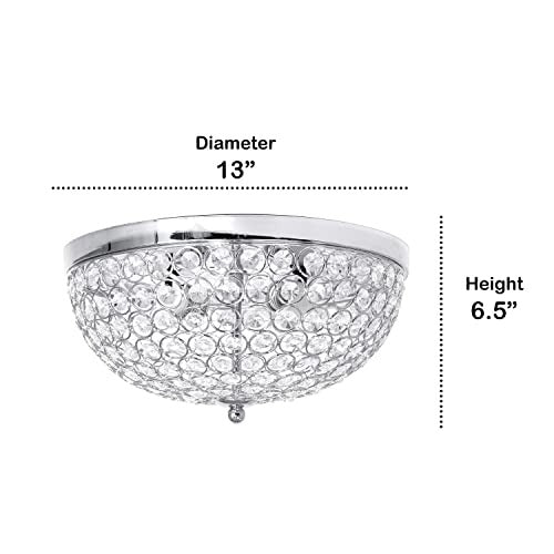 Home Outfitters Crystal Glam 2 Light Ceiling Flush Mount 2 Pack, Chrome