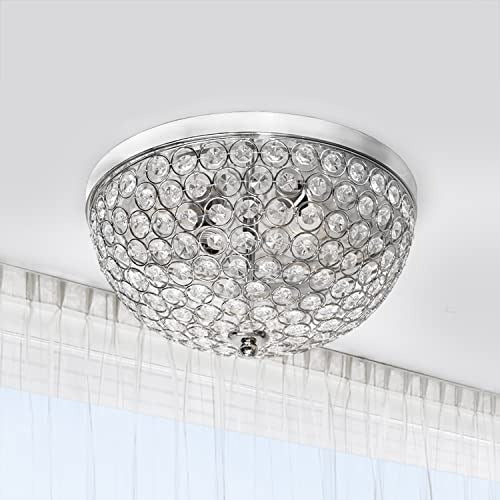 Home Outfitters Crystal Glam 2 Light Ceiling Flush Mount 2 Pack, Chrome