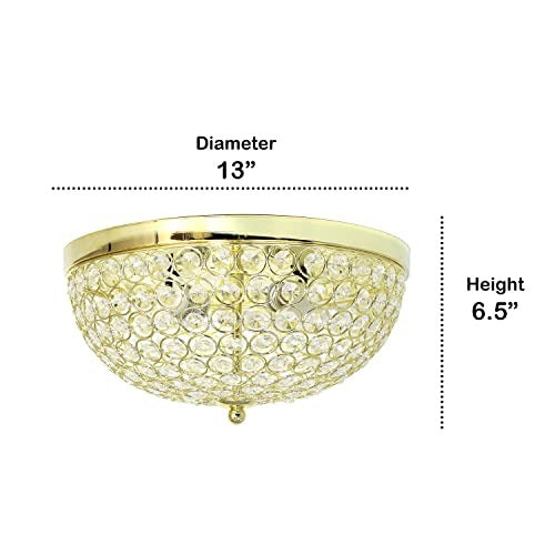 Home Outfitters Crystal Glam 2 Light Ceiling Flush Mount, Gold
