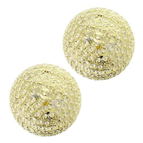 Home Outfitters Crystal Glam 2 Light Ceiling Flush Mount 2 Pack, Gold