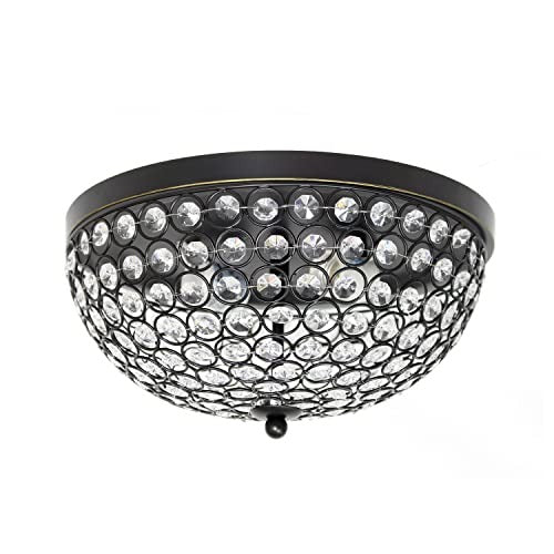 Home Outfitters Crystal Glam 2 Light Ceiling Flush Mount, Restoration Bronze