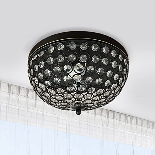 Home Outfitters Crystal Glam 2 Light Ceiling Flush Mount, Restoration Bronze