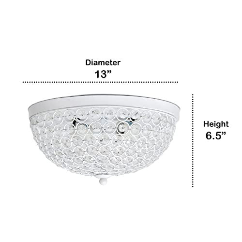 Home Outfitters Crystal Glam 2 Light Ceiling Flush Mount, White