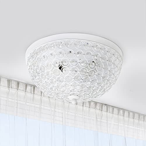 Home Outfitters Crystal Glam 2 Light Ceiling Flush Mount, White