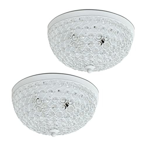 Home Outfitters Crystal Glam 2 Light Ceiling Flush Mount 2 Pack, White