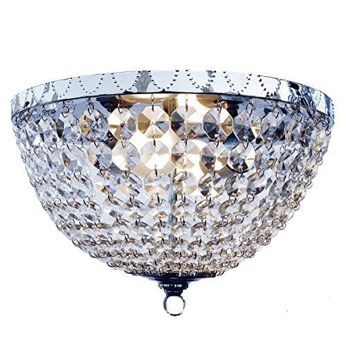 Home Outfitters Crystal Drop 2 Light Ceiling Flush Mount, Chrome