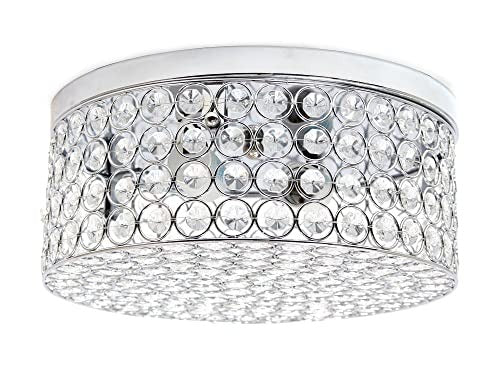 Home Outfitters Glam 2 Light 12 Inch Round Flush Mount, Chrome