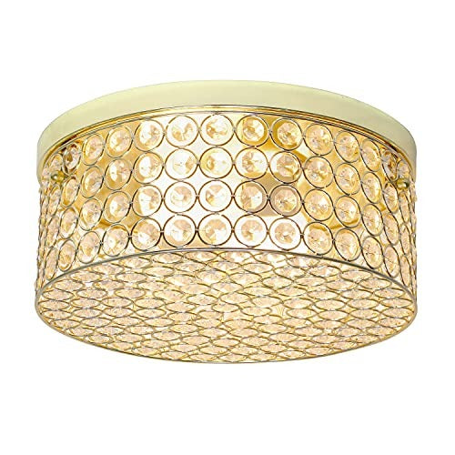 Home Outfitters Glam 2 Light 12 Inch Round Flush Mount, Gold
