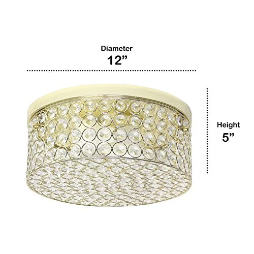 Home Outfitters Glam 2 Light 12 Inch Round Flush Mount, Gold